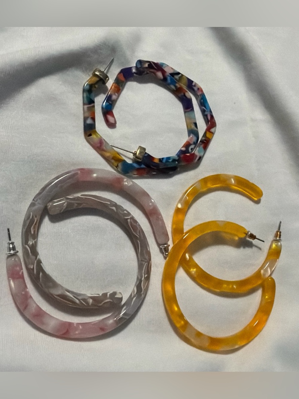Multicolor & Pink Resin Hoop Earring Set - Women Jewelry